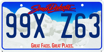 SD license plate 99XZ63