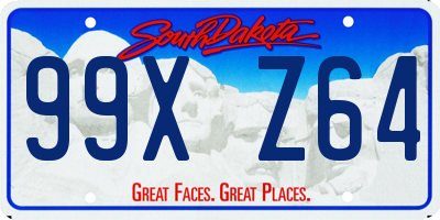 SD license plate 99XZ64