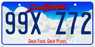 SD license plate 99XZ72