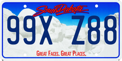 SD license plate 99XZ88