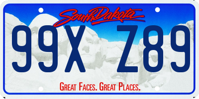 SD license plate 99XZ89