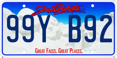 SD license plate 99YB92