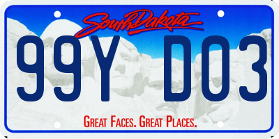 SD license plate 99YD03