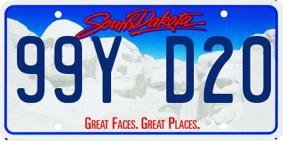 SD license plate 99YD20