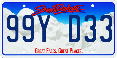 SD license plate 99YD33