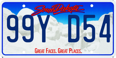 SD license plate 99YD54