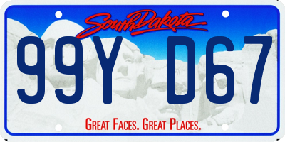 SD license plate 99YD67