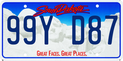 SD license plate 99YD87
