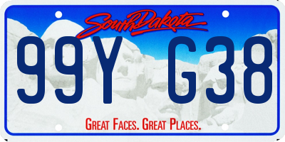 SD license plate 99YG38