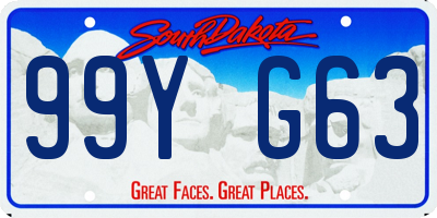 SD license plate 99YG63