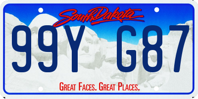 SD license plate 99YG87