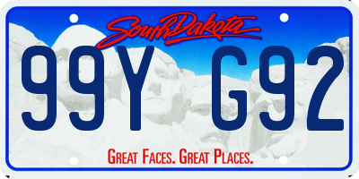 SD license plate 99YG92