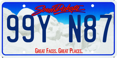 SD license plate 99YN87