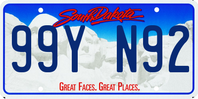 SD license plate 99YN92