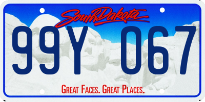 SD license plate 99YO67