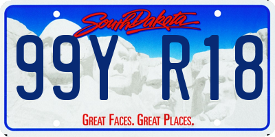 SD license plate 99YR18