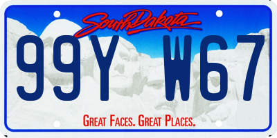SD license plate 99YW67