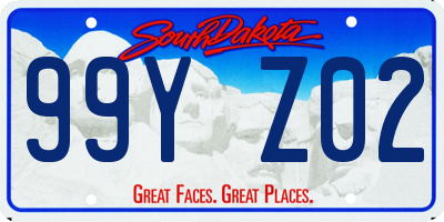 SD license plate 99YZ02