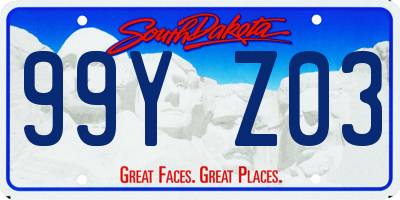 SD license plate 99YZ03