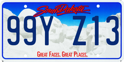 SD license plate 99YZ13
