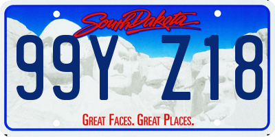 SD license plate 99YZ18