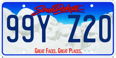 SD license plate 99YZ20