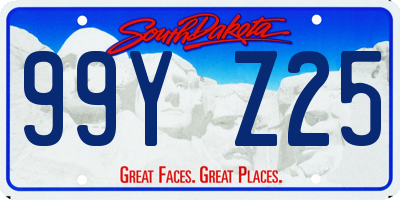 SD license plate 99YZ25