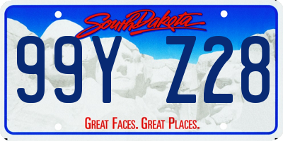 SD license plate 99YZ28