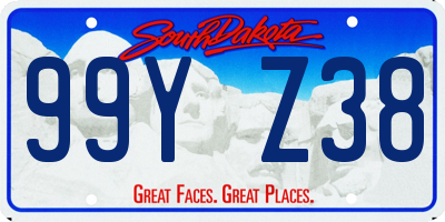 SD license plate 99YZ38