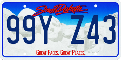 SD license plate 99YZ43
