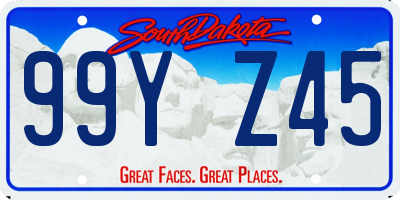 SD license plate 99YZ45