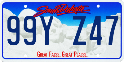 SD license plate 99YZ47