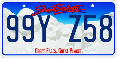 SD license plate 99YZ58