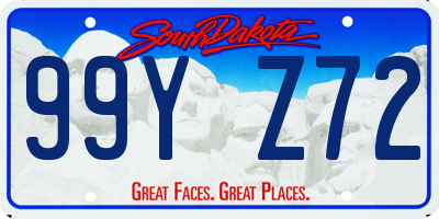 SD license plate 99YZ72