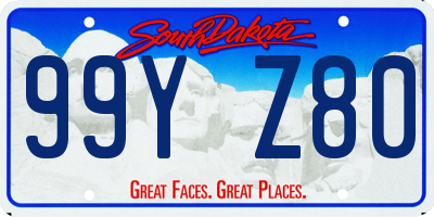 SD license plate 99YZ80