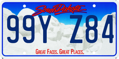 SD license plate 99YZ84