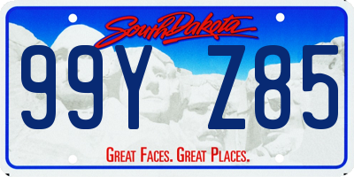 SD license plate 99YZ85