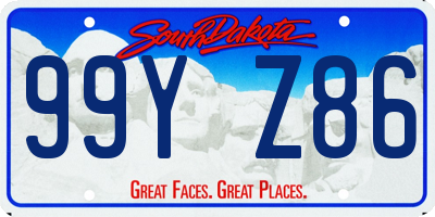 SD license plate 99YZ86