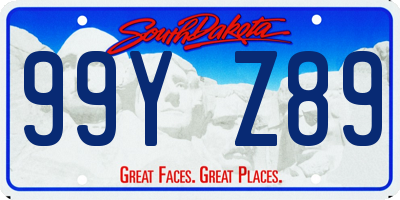 SD license plate 99YZ89