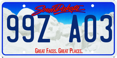 SD license plate 99ZA03