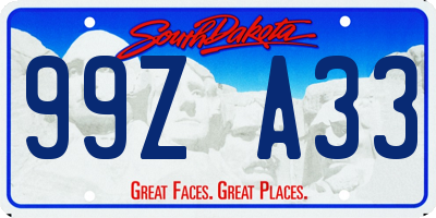 SD license plate 99ZA33
