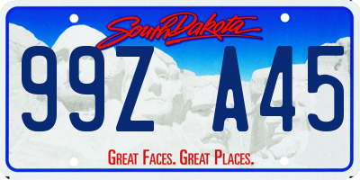 SD license plate 99ZA45