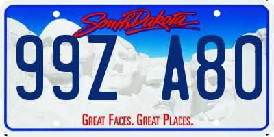 SD license plate 99ZA80