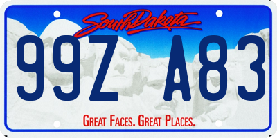 SD license plate 99ZA83