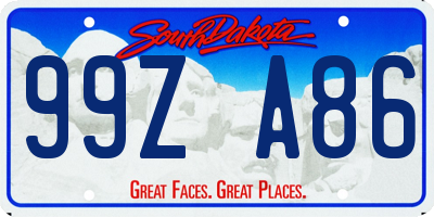 SD license plate 99ZA86