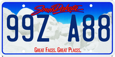 SD license plate 99ZA88