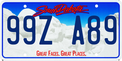 SD license plate 99ZA89