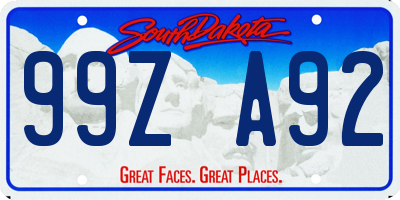 SD license plate 99ZA92