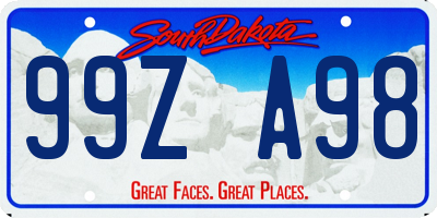 SD license plate 99ZA98