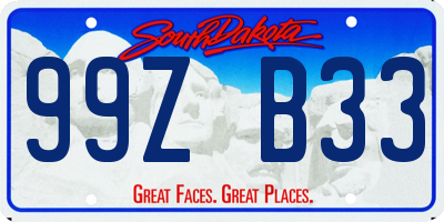 SD license plate 99ZB33